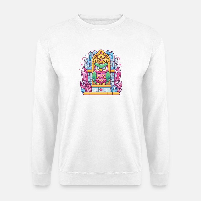 Bunte Kristalleule auf Thron - Unisex Pullover - Weiß