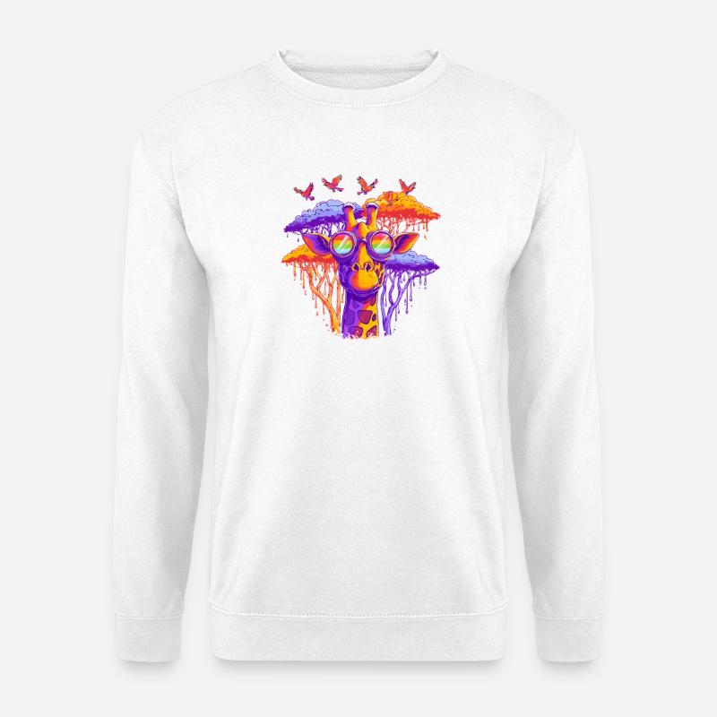 Fantasie Giraffe mit Regenbogenbrille - Unisex Pullover - Weiß