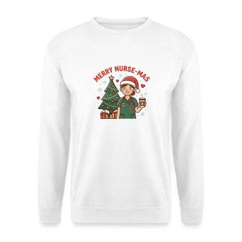 Christmas Nurse Cartoon with Tree - Unisex Sweatshirt - white - Front