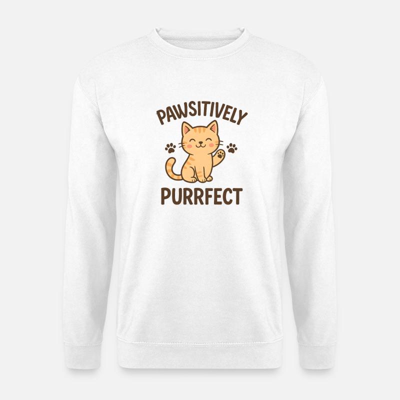 Conception Pathsitively Purrfect Cat - Sweat-shirt Unisexe - blanc