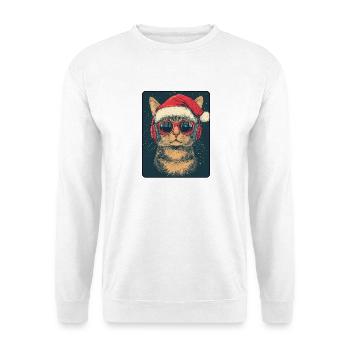 Chat cool avec lunettes de soleil Chapeau de Père Noël - Sweat-shirt Unisexe - blanc - Devant