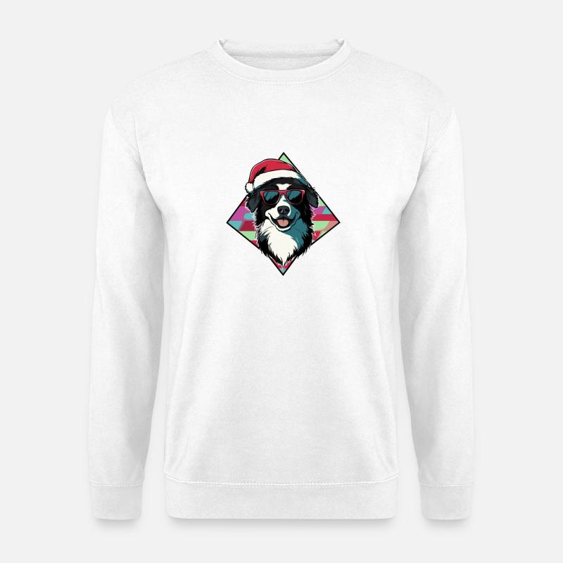 Santas Hund mit Sonnenbrille - Unisex Pullover - Weiß