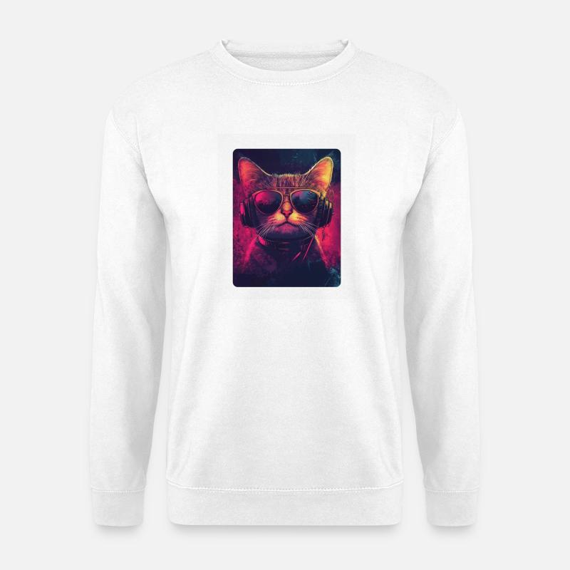 Cool DJ cat with sunglasses - Unisex Sweatshirt - white