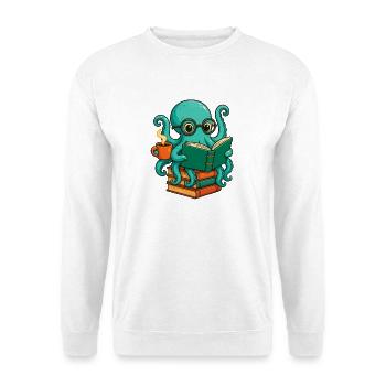 Octopus Reading Book Funny Ocean Nerd Bookworm - Unisex Sweatshirt - white - Front
