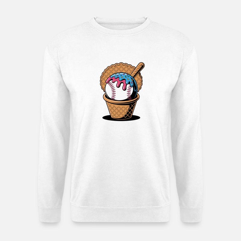 Baseball Eiscreme In Waffel Mit Schläger - Unisex Pullover - Weiß