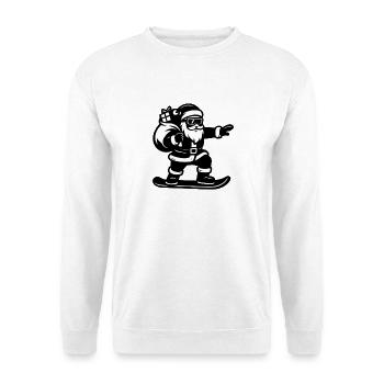 Santa auf Snowboard mit Geschenken - Unisex Pullover - Weiß - Vorne