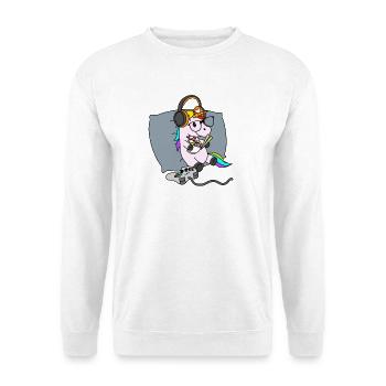 Gamer Unicorn Eating Ramen Noodles Kawaii Anime - Unisex Sweatshirt - white - Front