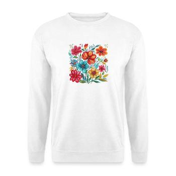 Lebendige Blumenpracht - Unisex Pullover - Weiß - Vorne