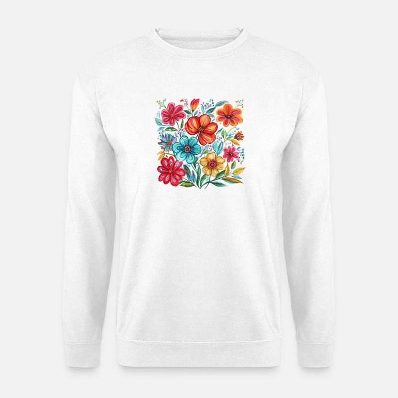 Lebendige Blumenpracht - Unisex Pullover - Weiß