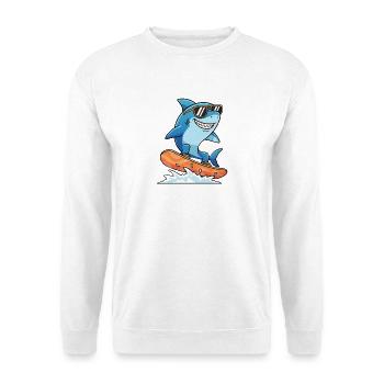 Surferhai Mit Sonnenbrille Sommerurlaub - Unisex Pullover - Weiß - Vorne