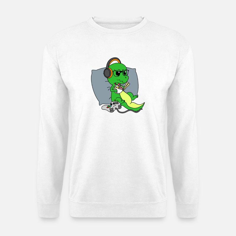Süße Gaming-Dinosaurier-T-Rex-Ramen-Nudel-Geschenkidee - Unisex Pullover - Weiß