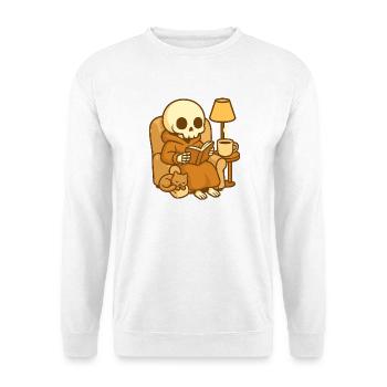 Lesendes Skelett – Cozy Reading - Unisex Pullover - Weiß - Vorne