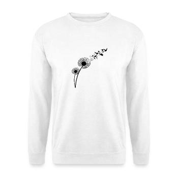 Silhouette des oiseaux qui font le vol du pissenlit Minimaliste gratuit - Sweat-shirt Unisexe - blanc - Devant