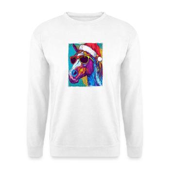 Pferd Weihnachten Porträt - Unisex Pullover - Weiß - Vorne