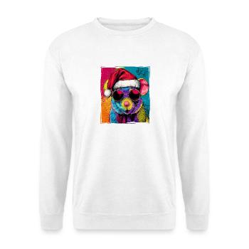 Maus Weihnachten Porträt - Unisex Pullover - Weiß - Vorne