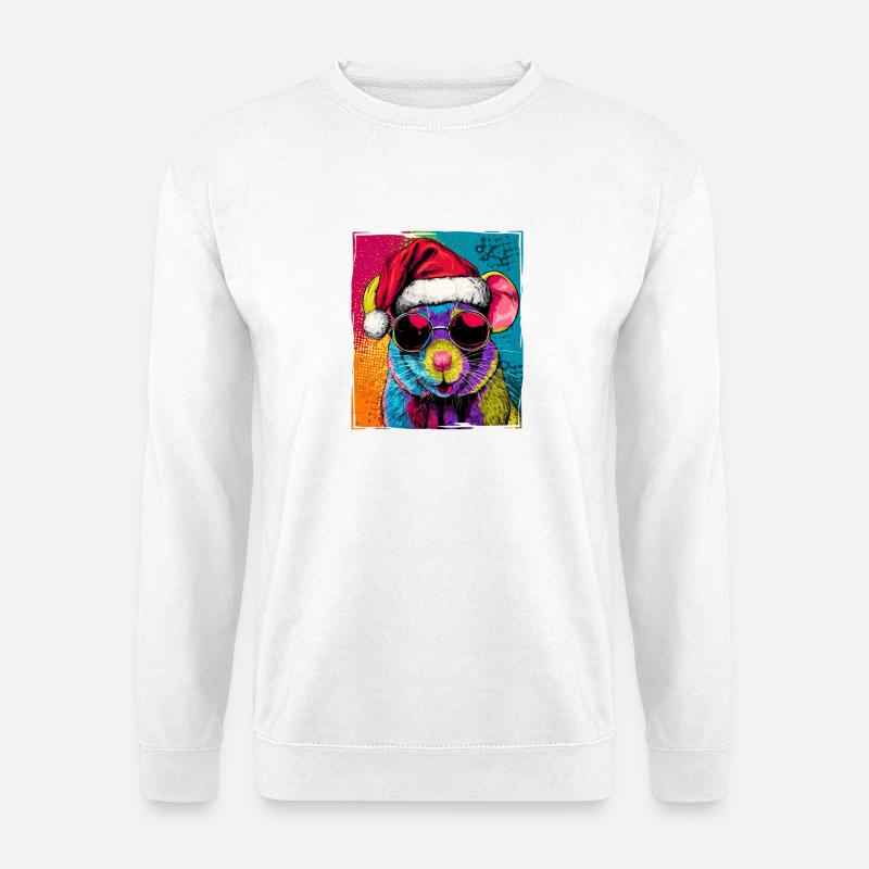 Maus Weihnachten Porträt - Unisex Pullover - Weiß