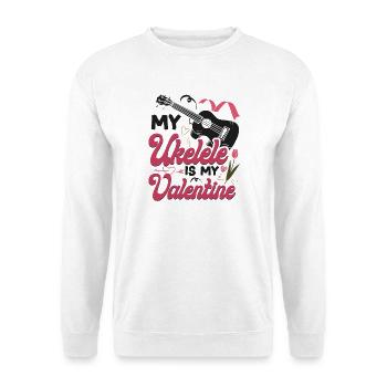 Valentines ukulélé hawaïen - Sweat-shirt Unisexe - blanc - Devant