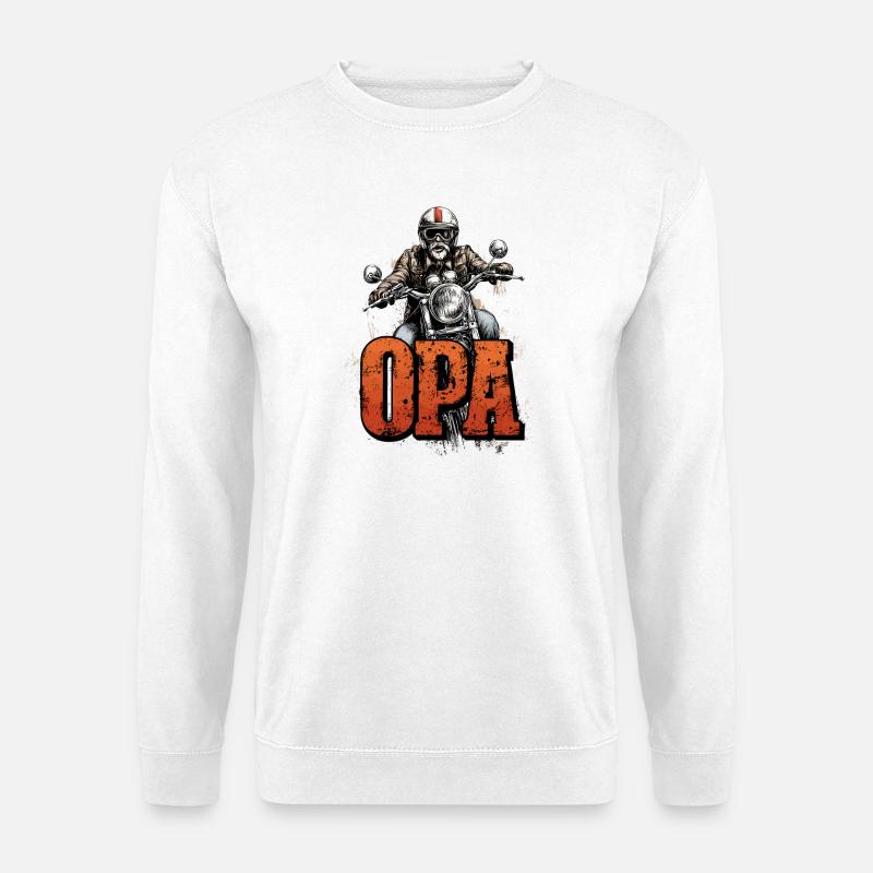 OPA Biker Grossvater Motorrad - Unisex Pullover - Weiß