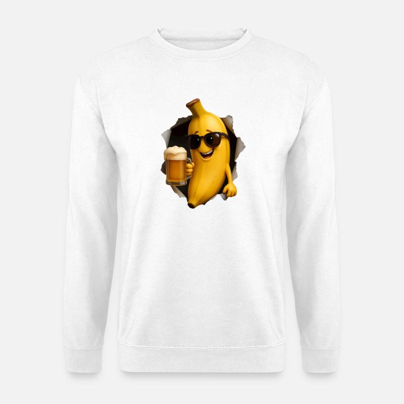 Bananenheld mit Bierglas - Unisex Pullover - Weiß