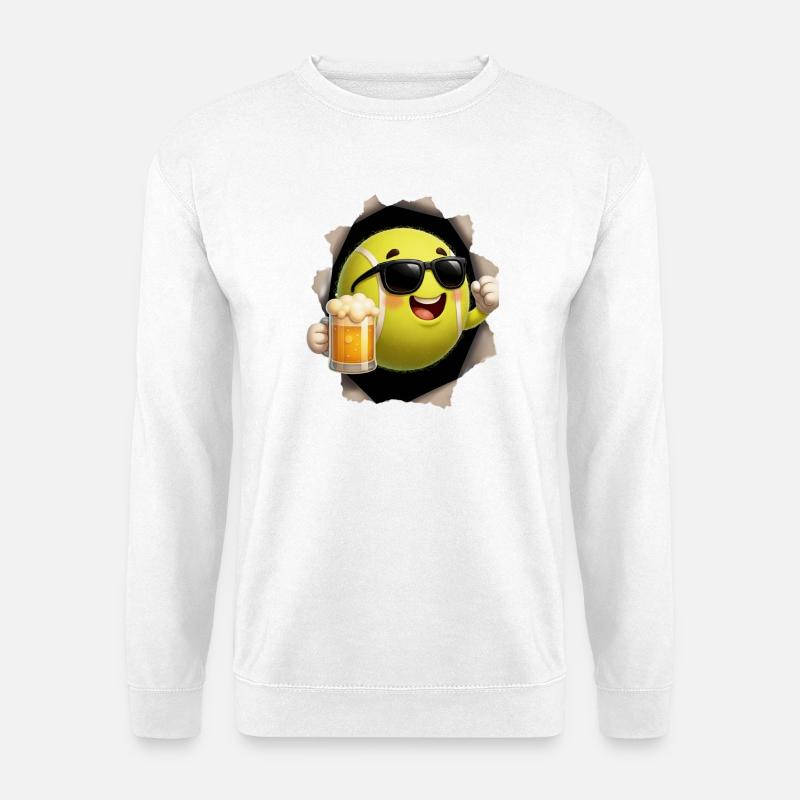 Tennis Bier mit Sonnenbrille - Unisex Pullover - Weiß