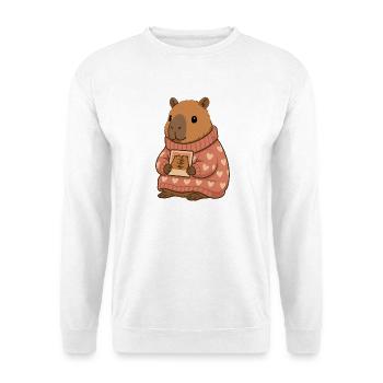 Capybara im Herzpulli mit Foto – Cozy Motiv - Unisex Pullover - Weiß - Vorne