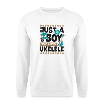 Hawaiian Ukulele Uke Boy Just A - Unisex Pullover - Weiß - Vorne