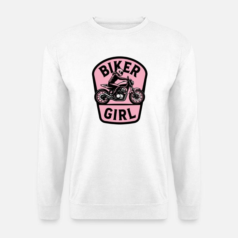 Biker Girl Motorcycle Bikerin - Unisex Pullover - Weiß