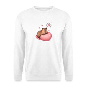 Schlafendes Capybara – Cozy Herzmotiv - Unisex Pullover - Weiß - Vorne