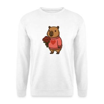 Capybara with Bouquet of Roses – Sweet Valentine's Motif - Unisex Sweatshirt - white - Front