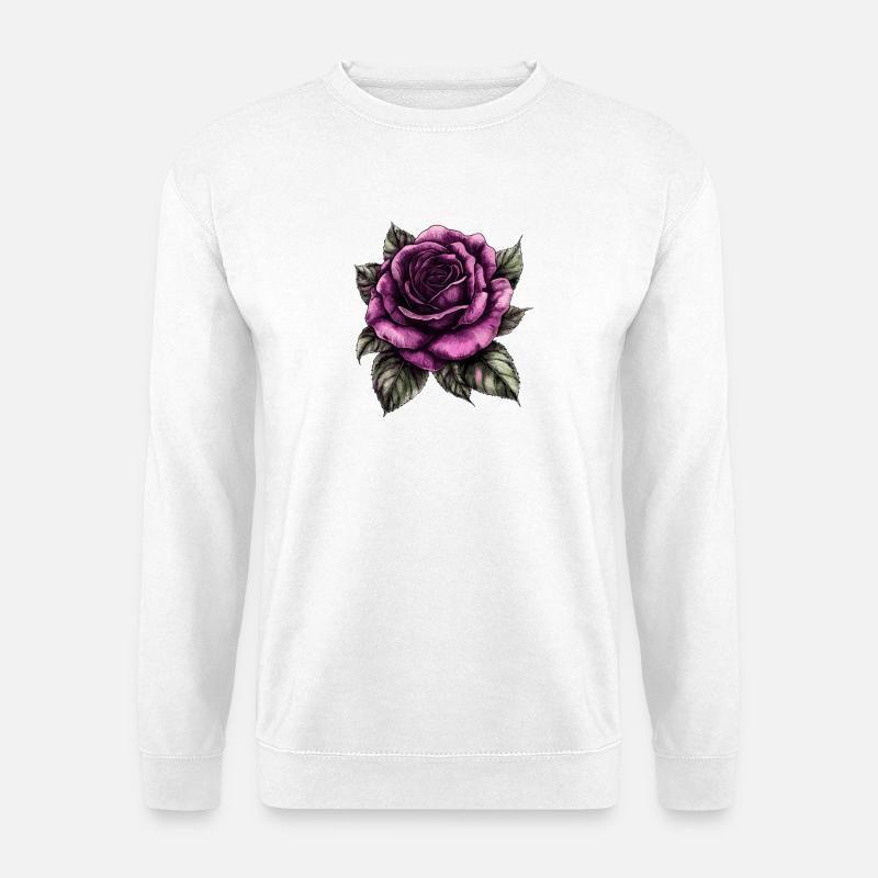 Purpurrose auf schwarzem Hintergrund - Unisex Pullover - Weiß