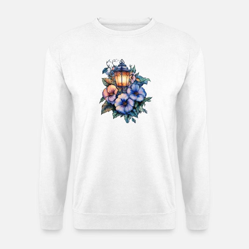 Laternenlicht und Blütenbouquet - Unisex Pullover - Weiß