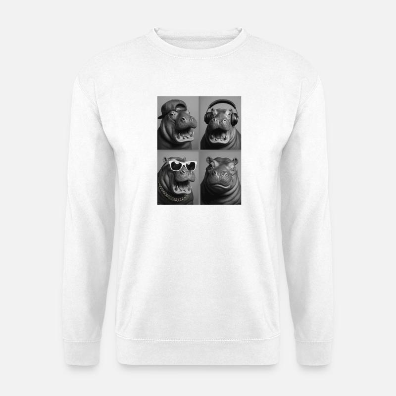 Nilpferd - Unisex Pullover - Weiß