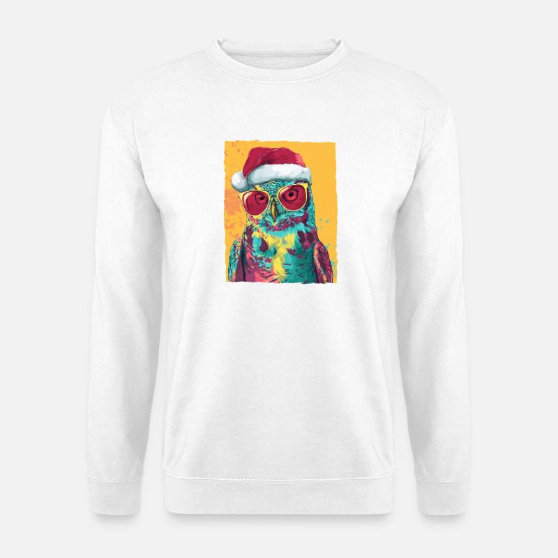 Eule Weihnachten Porträt - Unisex Pullover - Weiß