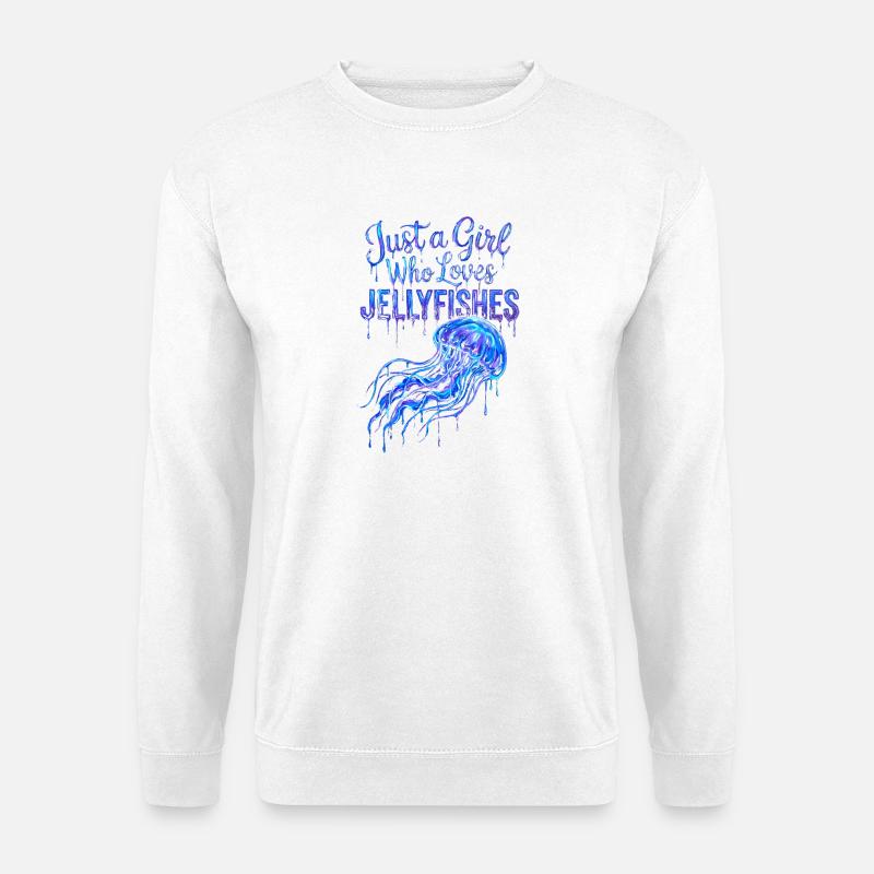 Nur ein Mädchen liebt Qualle - Unisex Pullover - Weiß