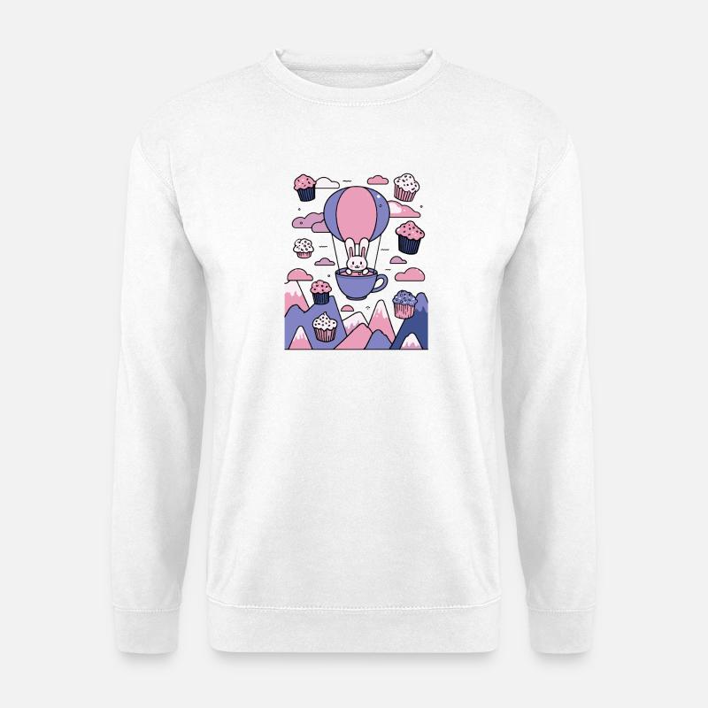 Pastellhase Ballon mit Cupcakes - Unisex Pullover - Weiß