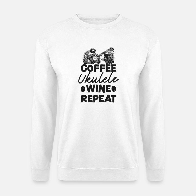 Hawaiian Ukulele Uke Coffee Wine - Unisex Pullover - Weiß