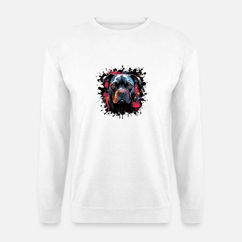 Farbenexplosions Pitbull Porträt - Unisex Pullover - Weiß