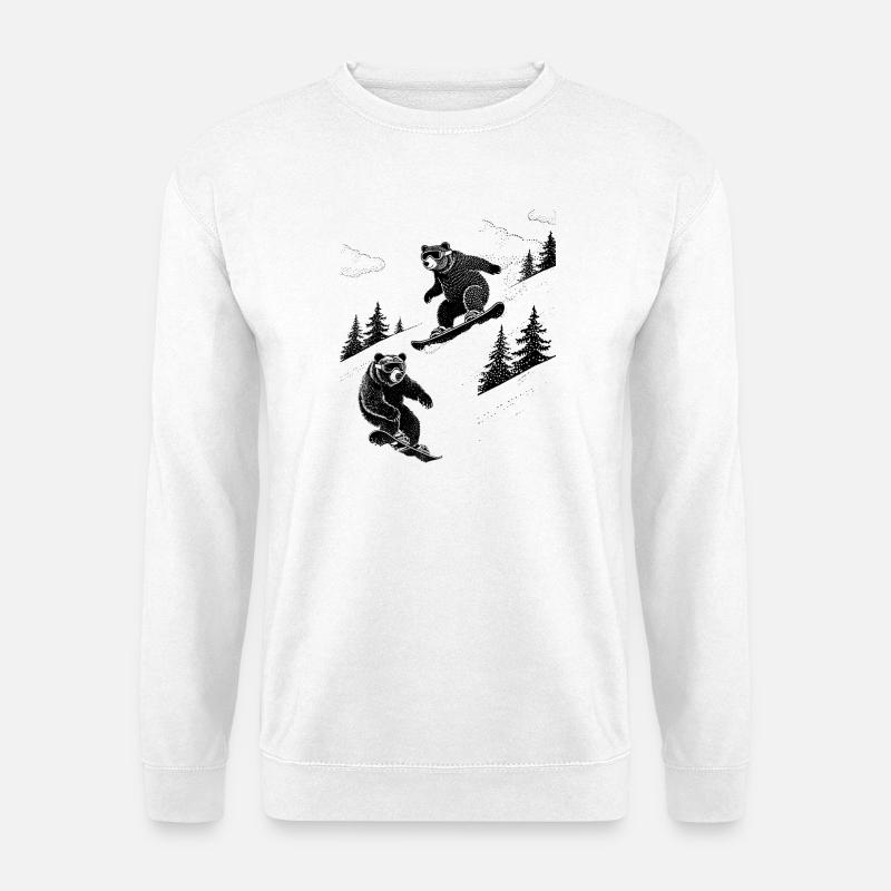 Bären Snowboarding - Unisex Pullover - Weiß