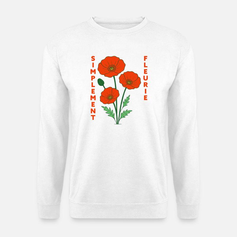 Simply Floral – Retro-Blumenillustration - Unisex Pullover - Weiß