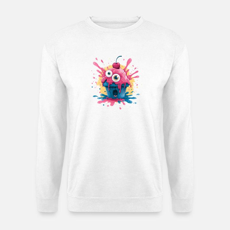 Kawaii Cupcake Farbexplosion - Unisex Pullover - Weiß
