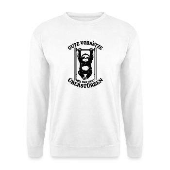 Faultier | Klimmzug, Fitness, gute Vorsätze Spruch - Unisex Pullover - Weiß - Vorne