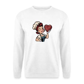 Boulanger rétro avec un cuisinier amoureux du cœur - Sweat-shirt Unisexe - blanc - Devant