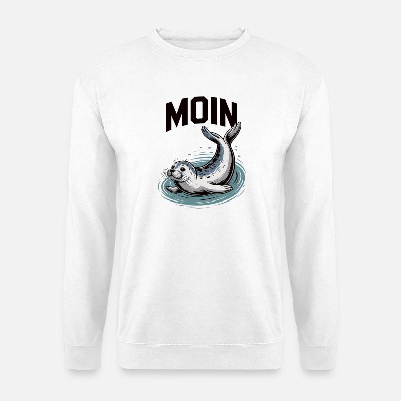 Seehund Robbe Ostsee Nordsee Moin - Unisex Pullover - Weiß