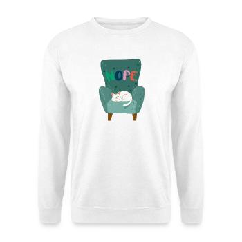 Niedliche schlafende Katze mit "NOPE" Lazy Mood  - Unisex Pullover - Weiß - Vorne