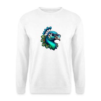 Motif du paon bleu Roue de paon Amoureux du paon - Sweat-shirt Unisexe - blanc - Devant
