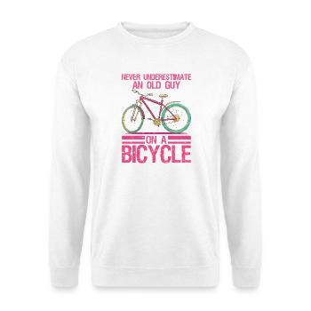 Never Underestimate An Old Guy On A Bicycle - Unisex Sweatshirt - white - Front
