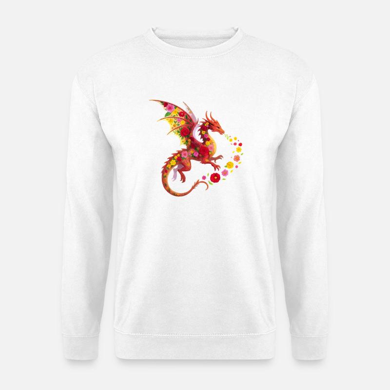 Drache Blume - Unisex Pullover - Weiß
