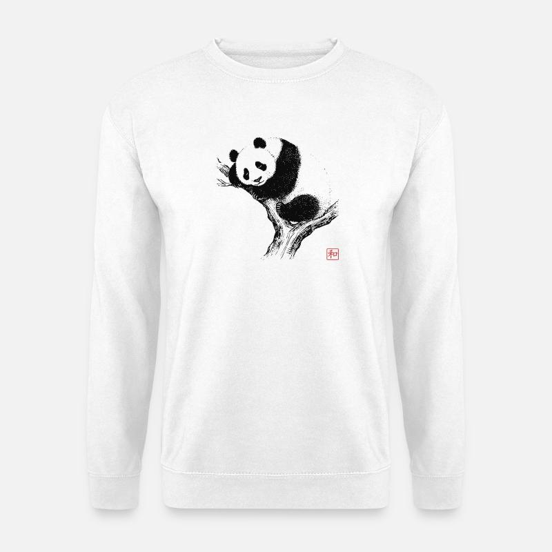 Schlafender Panda Zen Kunst - Unisex Pullover - Weiß