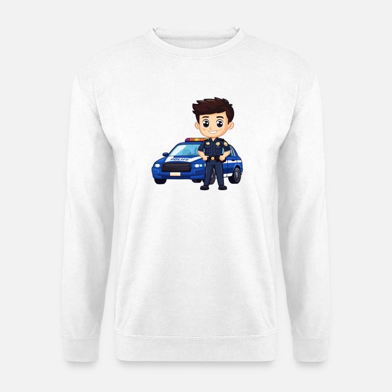 Polizeiheld Karikatur - Unisex Pullover - Weiß
