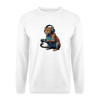 Leopard Gaming Animal Video Games Funny Leopard - Unisex Sweatshirt - white - Front